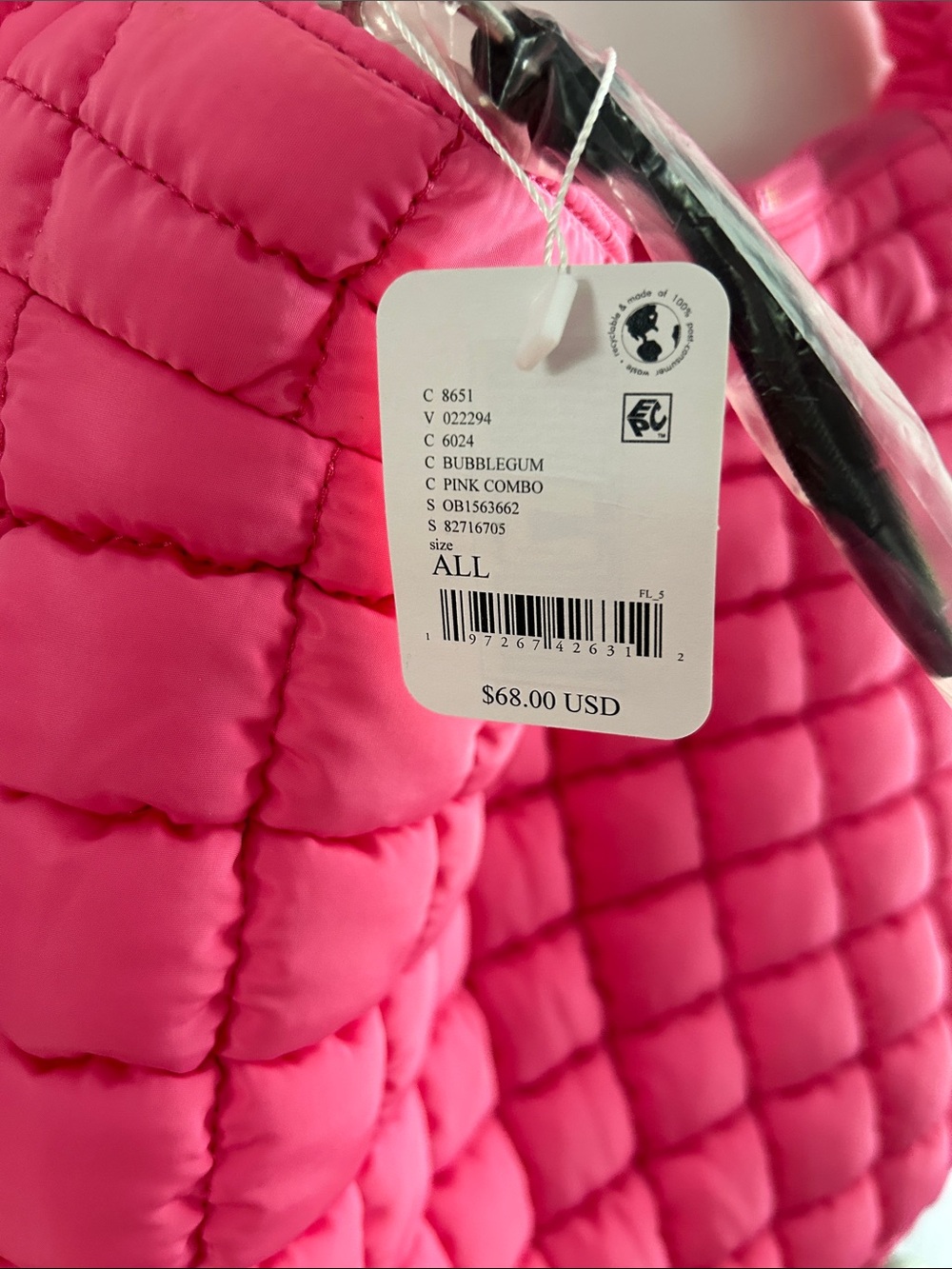Free People Hot Pink Quilted Shoulder Bag - Picture 2 of 3
